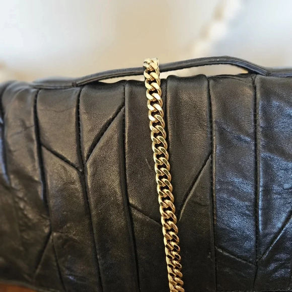 Juicy Couture Black Dressy Formal Wide Leather Ribbed Crossbody Dust Cover - Picture 7 of 15